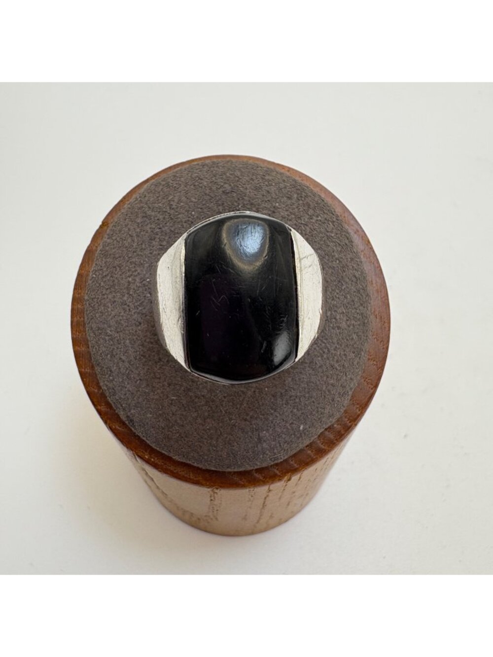 Black Onyx Bezel Set Statement Ring Sterling Silver 925 Size 8.25